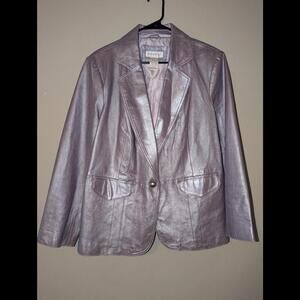 Worthington Women's Metallic Lavender Leather Jacket Size 1X